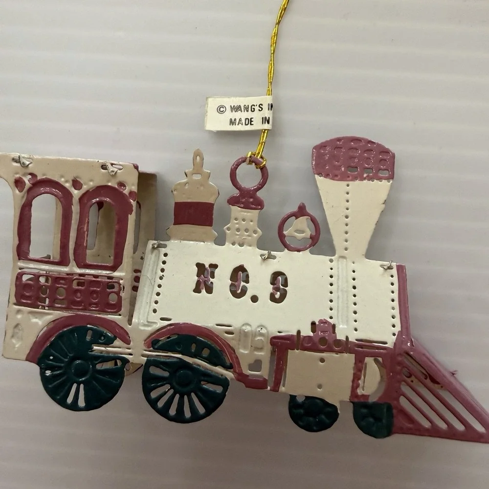 Vintage 1989 Wants International Metal Christmas Ornament Lot Train Carriage